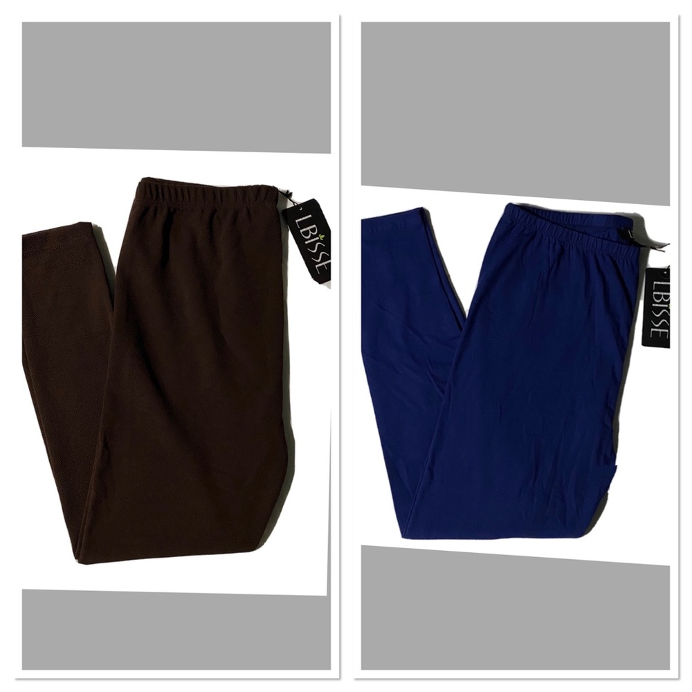 Lbisse Leggings Elastic Waist Full Length 2 Pairs